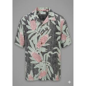 Caribbean Silk Blend Men's XL Hawaiian Tropical Floral Silk Rayon Short Sleeve